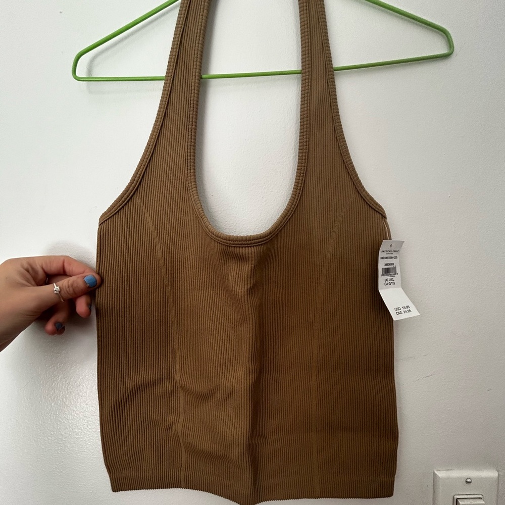 Tan natural brown halter top size L/XL .